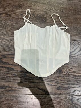 bp White Corset Cami Top with Spaghetti Straps